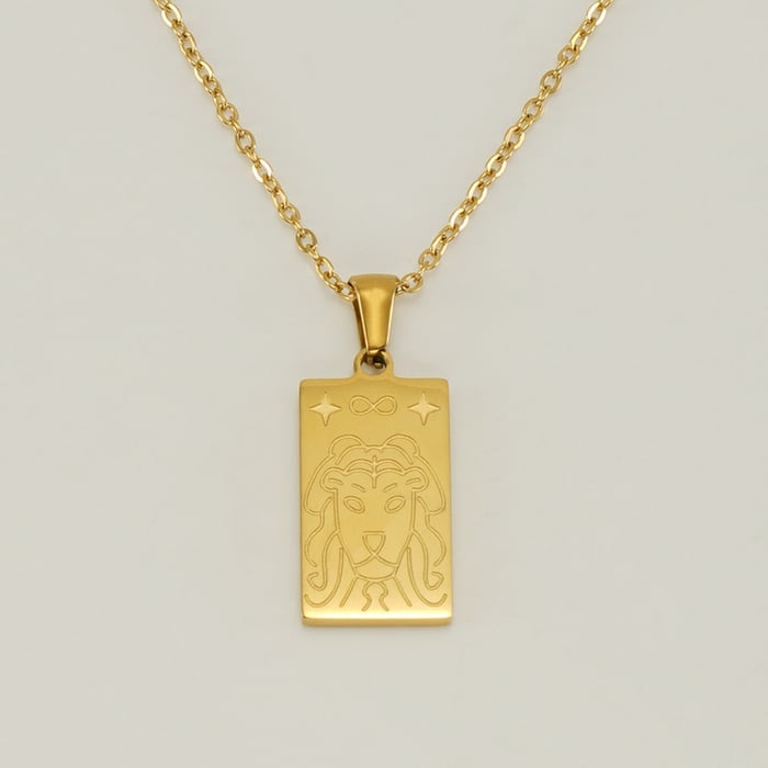 1 Piece Classic Series Retro Lion Stainless Steel  Gold Color Unisex Pendant Necklaces 